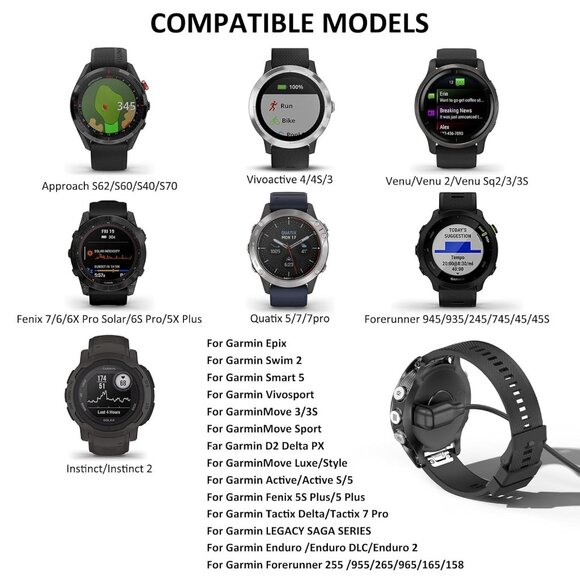 3Ft USB TYPE C Charger Charging Cable Cord for Garmin Fenix 5 Vivoactive 5 6 3 4 - Picture 3 of 5